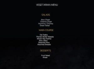 Vegetarian Menu