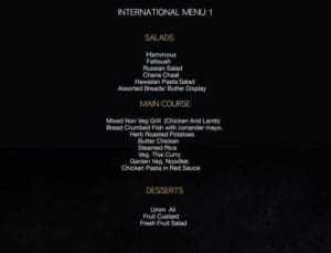 International Menu