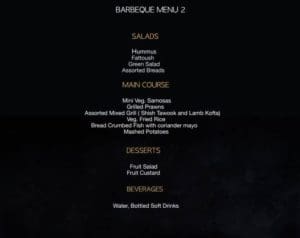 Barbeque Menu
