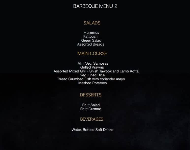 Barbeque Menu